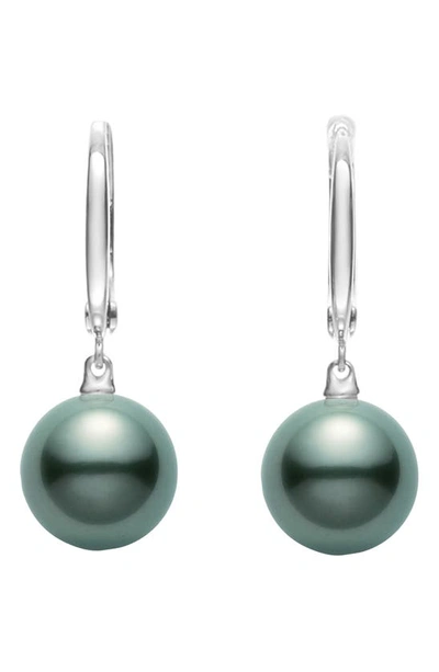 Shop Mikimoto Black South Sea Cultured Pearl Hoop Earrings In White Gold