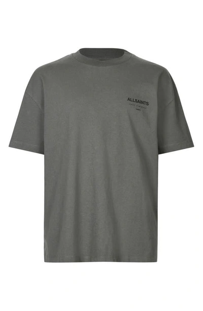 Shop Allsaints Underground Oversize Organic Cotton Graphic T-shirt In Pipe Grey