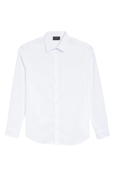 Shop Emporio Armani Tonal Micro Print Button-up Shirt In White