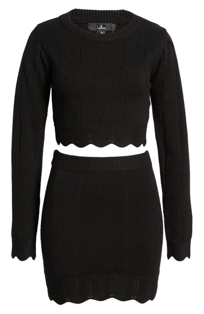 Shop Lulus Warm Personality Long Sleeve Two-piece Sweater Dress In Black
