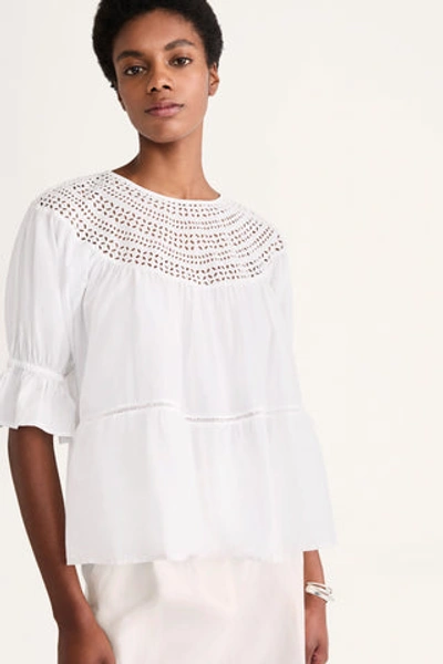 Merlette Sol Broderie-anglaise Cotton-poplin Top In White