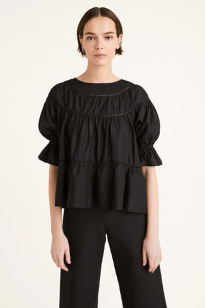 Merlette Sol Tiered Pima Cotton-lawn Blouse In Black
