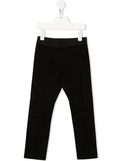 Shop Balmain Logo-waistband Leggings In Black