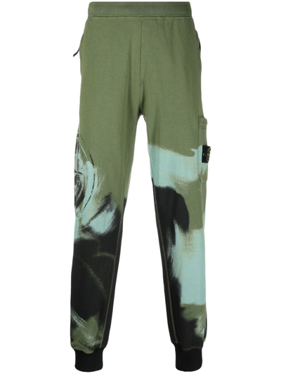 Shop Stone Island Motion Saturation Abstract-print Track Pants In Green