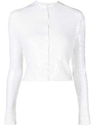 Shop 16arlington Keid Cropped Sequinned Cardigan In White
