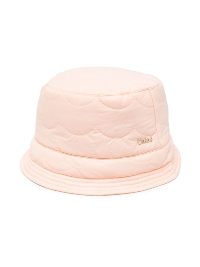 Shop Chloé Logo-plaque Padded Bucket Hat In Pink