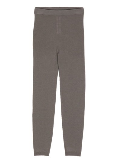 Shop Rick Owens Virgin Wool-knit Leggings In Grey