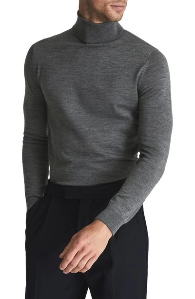 Shop Reiss Caine Turtleneck Wool Sweater In Mid Grey Melange