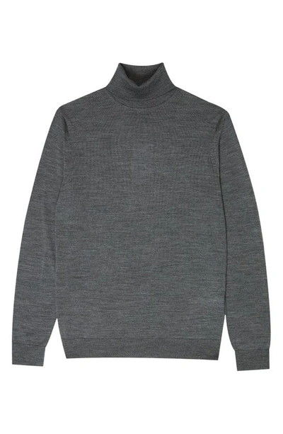 Shop Reiss Caine Turtleneck Wool Sweater In Mid Grey Melange