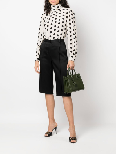 Shop Saint Laurent All-over Polka-dot Print Blouse In Neutrals