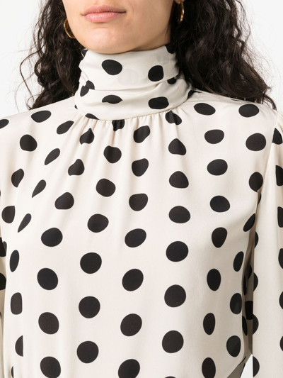 Shop Saint Laurent All-over Polka-dot Print Blouse In Neutrals