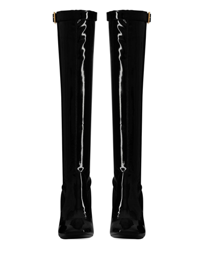 Shop Saint Laurent Elle 105mm Knee-high Boots In Black