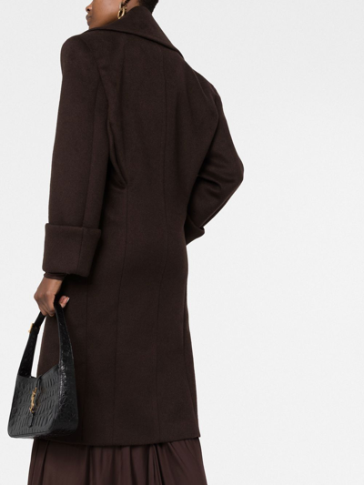 Shop Saint Laurent Double-breasted Tailored Coat In Brown