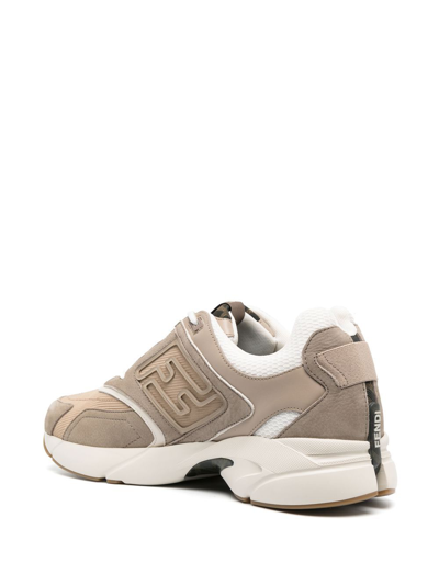 Fendi Faster Ff-embossed Detailed Low-top Sneakers In Neutrals