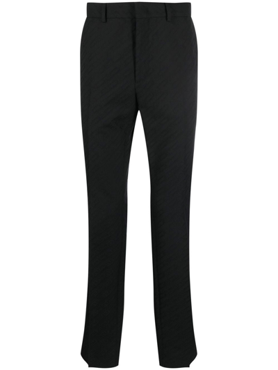 Shop Fendi O'lock Wool Trousers In Black