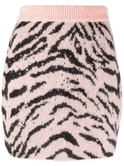 Shop Alessandra Rich Skirt With Print In Pink & Purple