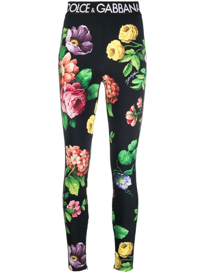 Shop Dolce & Gabbana Floral Print Leggings In Multicolour