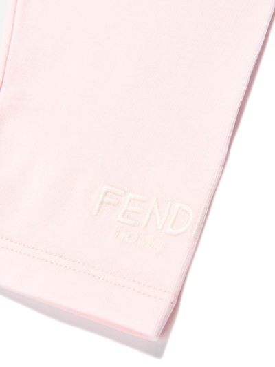 Fendi Embroidered-logo Detail Leggings In Pink