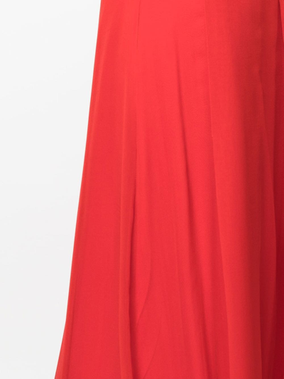 Shop Gucci Silk Midi Skirt In Red