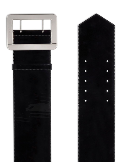 Shop Gucci Wide Patent-leather Belt In Black