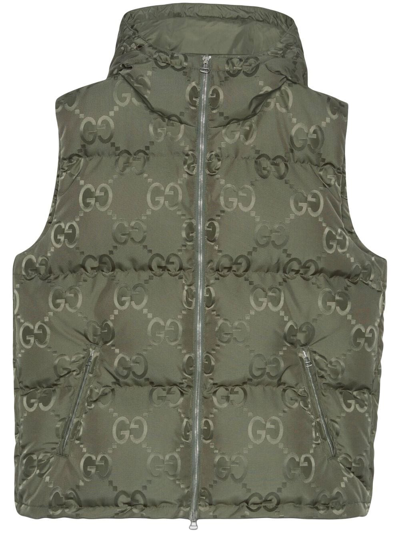 Shop Gucci Gg Logo-print Padded Vest In Green