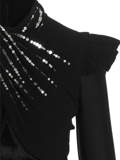 Shop Paco Rabanne Sequin Draped Top In Black