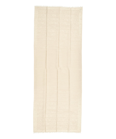 Shop Moschino Wool Scarf In White