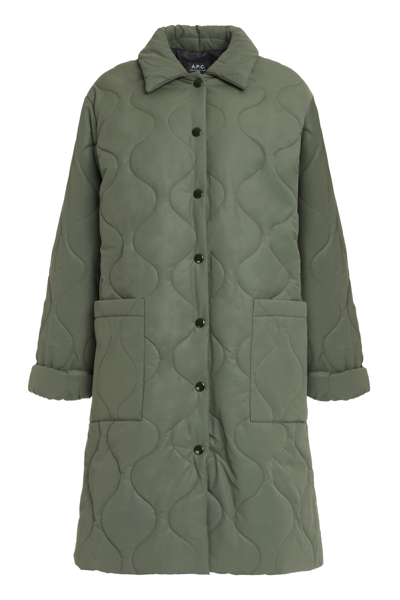 Shop Apc Sarah Long Down Jacket In Green