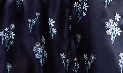 Hauty Print Satin Bralette & Panties Tap Shorts Set In Navy-blue