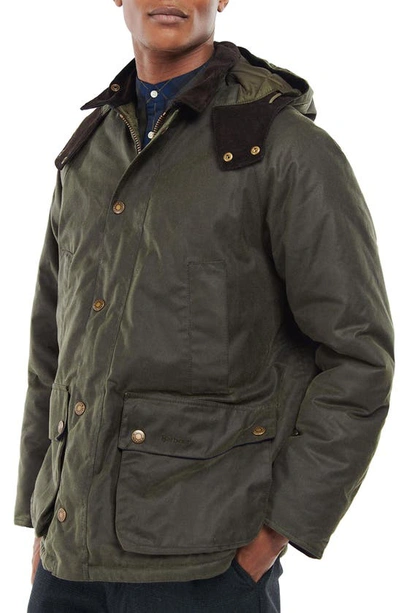 Barbour Winter Bedale Hooded Wax Jacket In Sage/olive | ModeSens