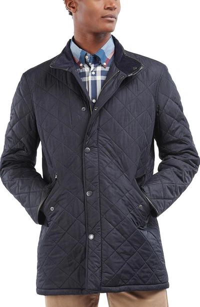 Barbour Powell Long Quilted Jacket In Navy | ModeSens