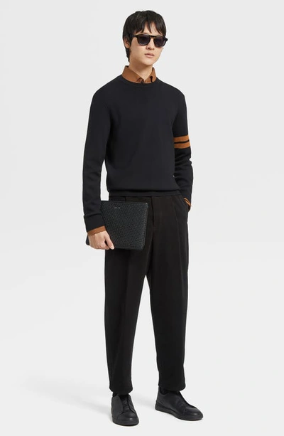Shop Zegna Pleated Stretch Jeans In Black