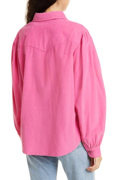 Shop Xirena Wylan Cotton Corduroy Button-up Shirt In Pink Peony