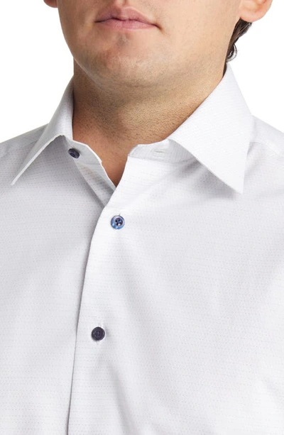 Shop David Donahue Trim Fit Cotton Dress Shirt In White/ Gray