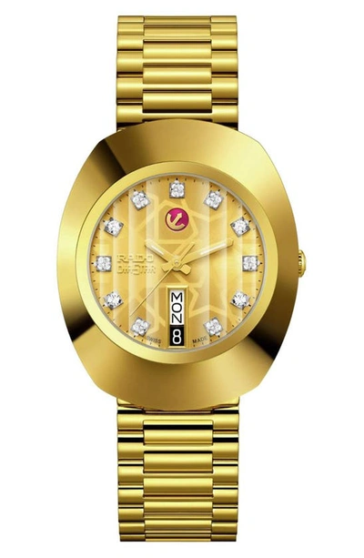 Rado Men's Swiss Automatic Original Gold-tone Stainless Steel Bracelet Watch 35mm In Gold