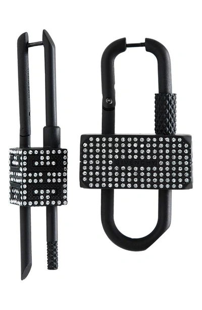Givenchy: Silver Lock Crystal Earrings