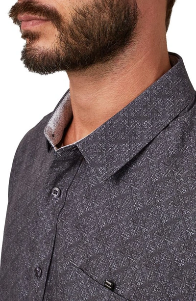 7 Diamonds Liberty Stretch Short Sleeve Button-up Shirt In Charcoal