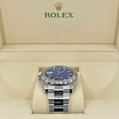 Pre-owned Rolex Datejust 41, Blue Dial, Oyster, Ref 126334-0001, Unworn Complete 2023