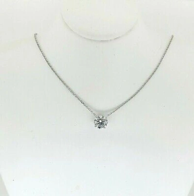 Pre-owned Kgm Diamonds Solitaire Round Diamond Pendant Necklace 0.50 Ct D If 14k White Gold Lab-created In White/colorless