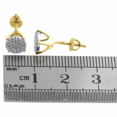 Pre-owned Jfl Diamonds & Timepieces 10k Yellow Gold Pave Set Diamond Circle Studs Mini 6.80mm Round Earrings 0.25 Ct In White