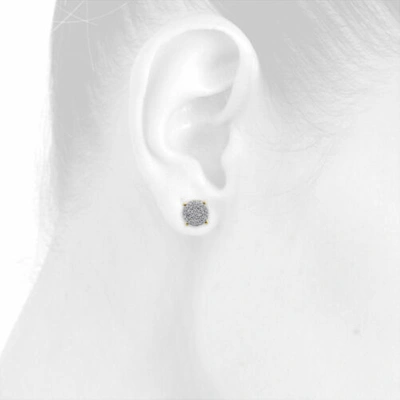 Pre-owned Jfl Diamonds & Timepieces 10k Yellow Gold Pave Set Diamond Circle Studs Mini 6.80mm Round Earrings 0.25 Ct In White