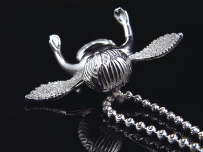 Pre-owned Jewelry Unlimited Genuine Diamond Chubby Angel Pendant Charm & Chain 0.75 Ct In White Gold Plated