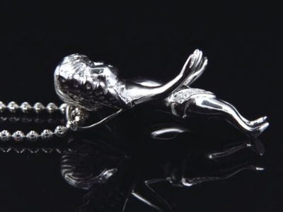 Pre-owned Jewelry Unlimited Genuine Diamond Chubby Angel Pendant Charm & Chain 0.75 Ct In White Gold Plated