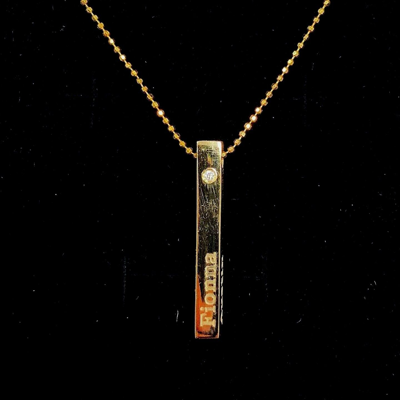 Pre-owned Kgm Diamonds 3d Bar Name Necklace 4 Engraved Diamond 0.03 Ct 14k Yellow Gold Love Customized In F