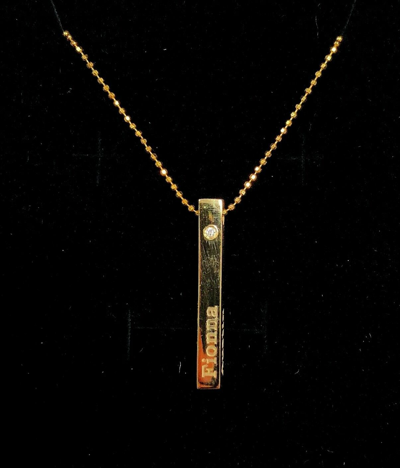 Pre-owned Kgm Diamonds 3d Bar Name Necklace 4 Engraved Diamond 0.03 Ct 14k Yellow Gold Love Customized In F