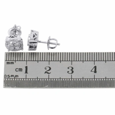 Pre-owned Jfl Diamonds & Timepieces 10k White Gold Diamond Circle Studs Small 8.15mm Halo Cluster Earrings 0.50 Ct.