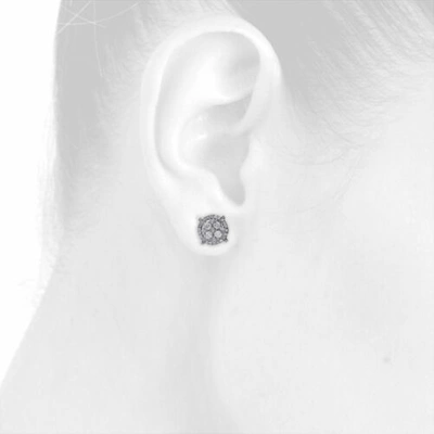 Pre-owned Jfl Diamonds & Timepieces 10k White Gold Diamond Circle Studs Small 8.15mm Halo Cluster Earrings 0.50 Ct.