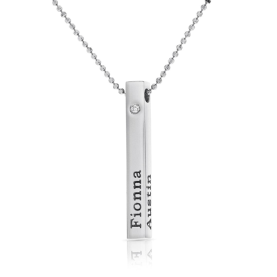 Pre-owned Kgm Diamonds 3d Bar Name Necklace 4 Mom Diamond 0.03 Ct 14k Rose Gold Engraved Custom Kids In White/colorless