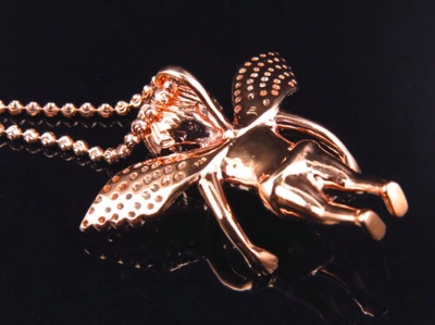 Pre-owned Jewelry Unlimited Genuine Diamond Chubby Angel Pendant Charm & Chain 0.75 Ct In Rose Gold Plated In H-i