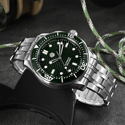 Pre-owned San Martin Men Luxury Watch Diver Luminous Automatic Mechanical Wristwatch 20atm